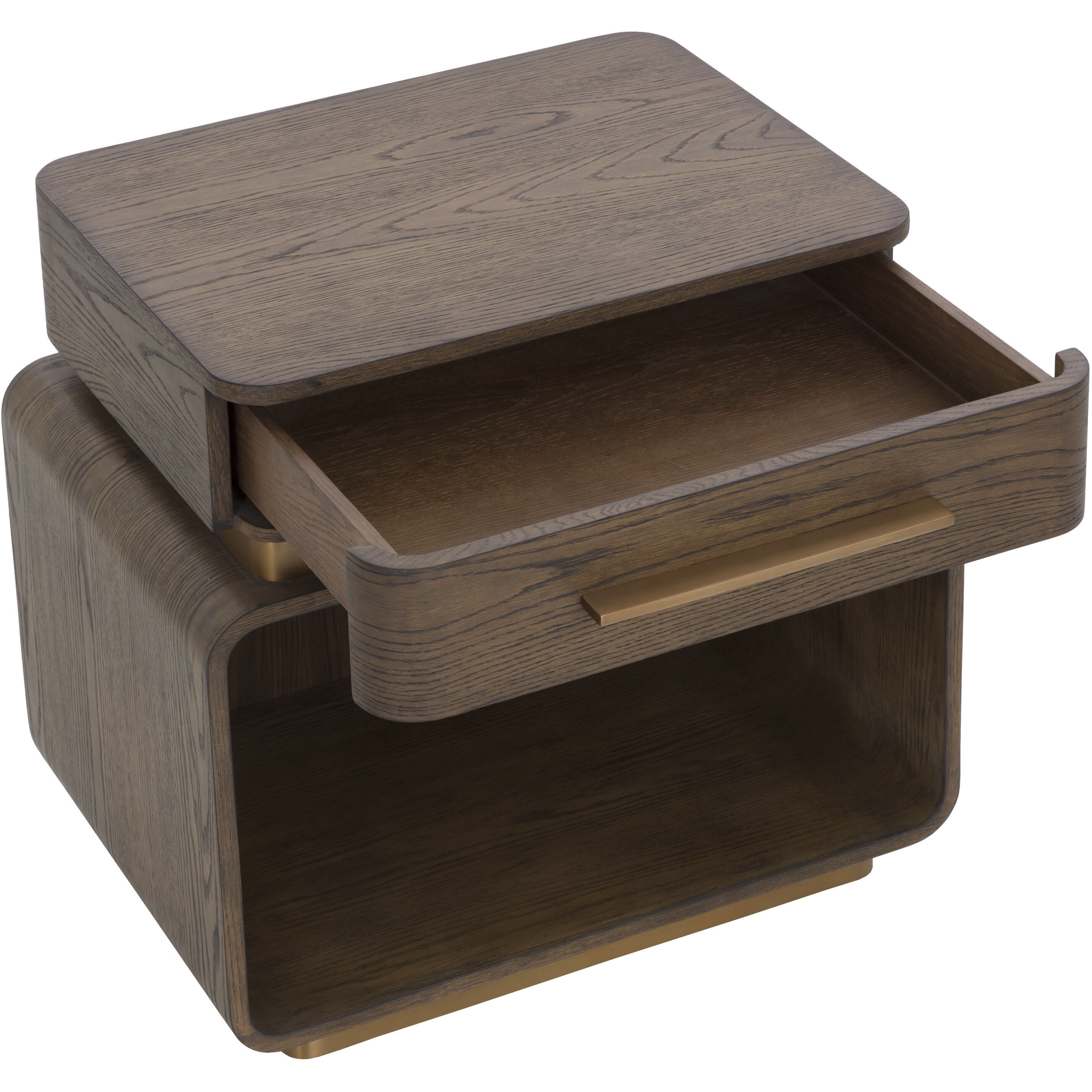 Taro 28.25 X 26.5 inch Brown / Brushed Gold Nightstand